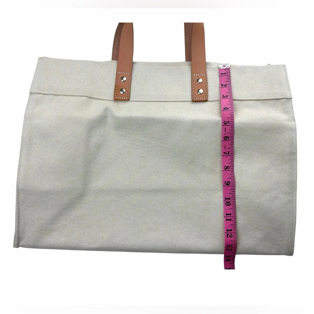 Tag & Crew Canvas Manhattan Tote Bag with Light Brown Leather Handles